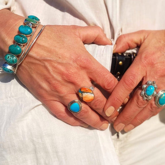 Bague en Turquoise d'Arizona et Argent 925 - Navajo - Protection 57