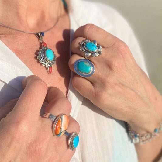 Bague en Turquoise d’Arizona et Argent 925 - Sedona - Chance - Byartmexbijoux 55