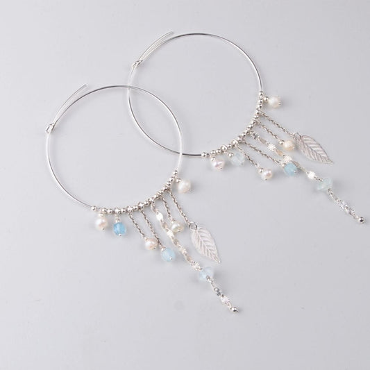 Boucles d'oreilles créoles en Perles d'eau douce & Argent 925 - Élégance bohème