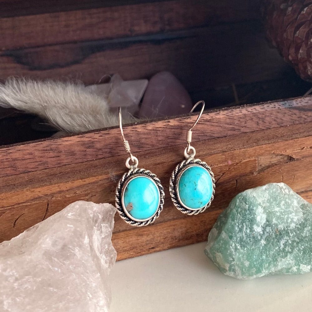 Boucles d’oreilles en Turquoise d’Arizona et Argent 925 - Lagon - Protection
