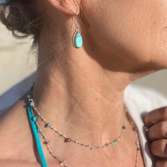Boucles d’Oreilles en Turquoise d’Arizona et Argent 925 - Séléna - Protectrice -