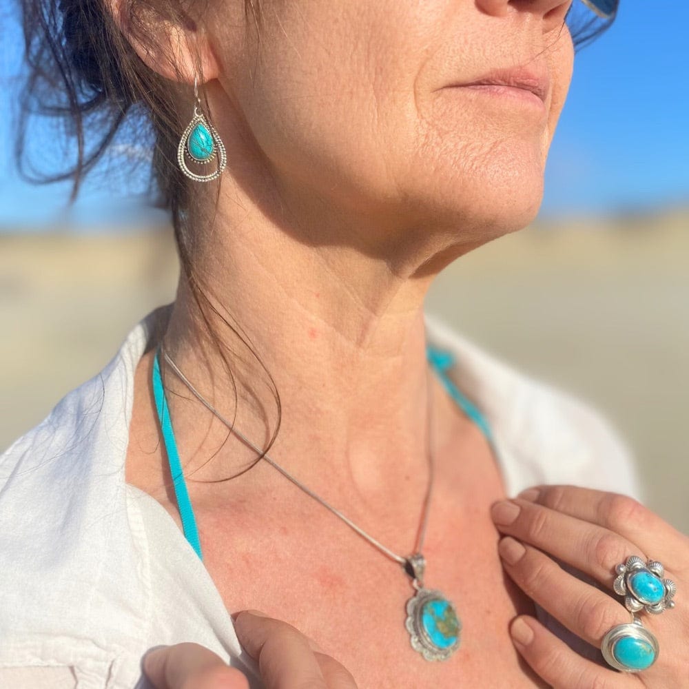 Boucles d'oreilles en Turquoise et Argent 925 -Byartmexbijoux