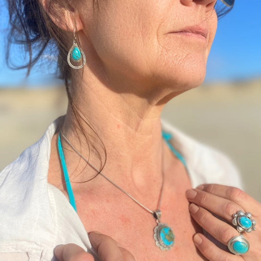 Boucles d'oreilles en Turquoise et Argent 925 -Byartmexbijoux