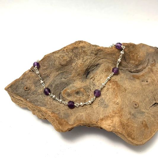 Bracelet en argent 925 et Améthyste - Bracelet artisanal