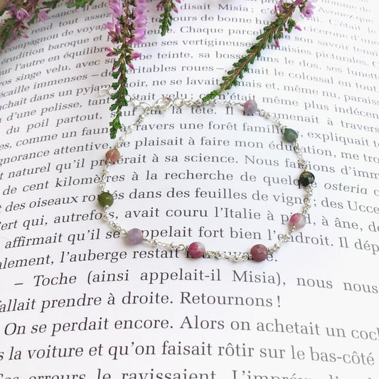 Bracelet en Argent 925 et Tourmaline multicolor - Bracelet artisanal en argent 925