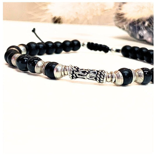 Bracelet homme en obsidienne et argent | Protection & énergie