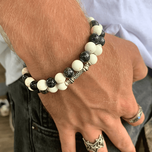 Bracelet homme jaspe kambaba, howlite & argent – Harmonie & ancrage