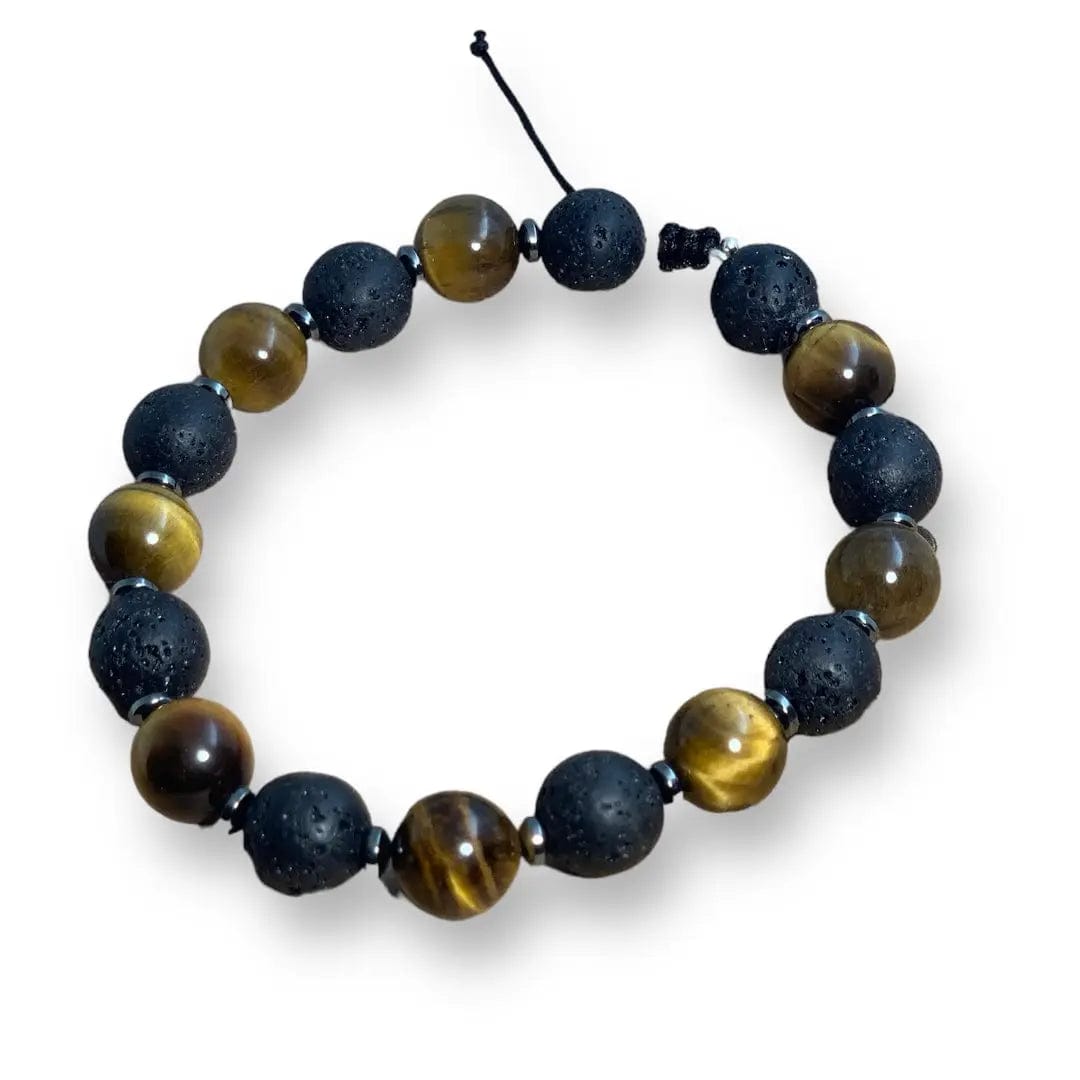 Bracelet Homme - Oeil de Tigre - Pierre de lave - Hématite -