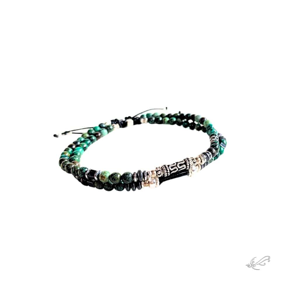 Bracelet Homme Turquoise Africaine, Hématite & Argent 925 – Harmonie et Élégance