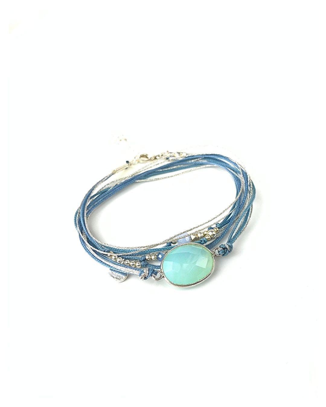 Bracelet multi-tours argent | Collection Renaissance pierres naturelles Calcédoine Aqua
