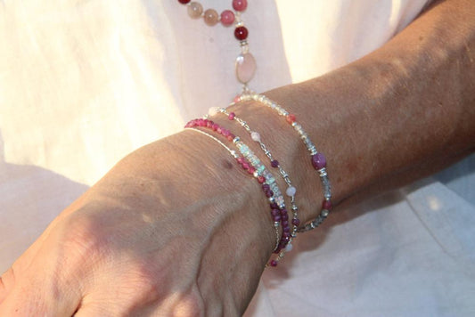 Bracelet Rosa, Argent 925 avec Tourmaline Rose & Labradorite | Équilibre & Protection, Byartmexbijoux