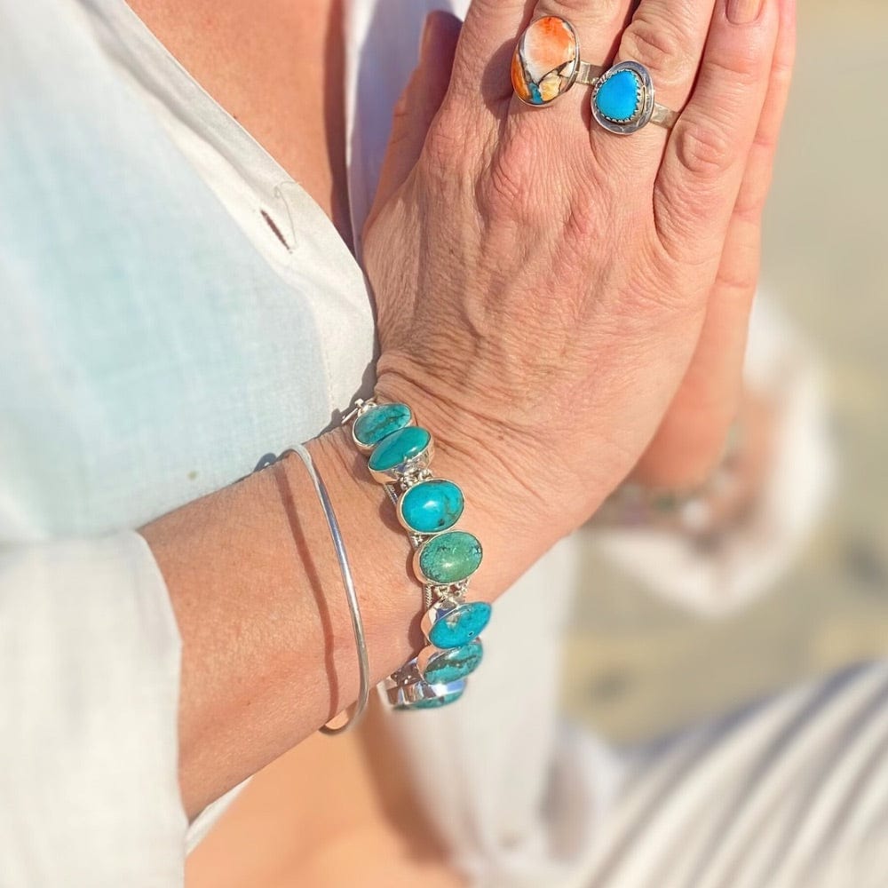 Bracelet Turquoise d'Arizona - Argent 925 Protection - Byartmexbijoux