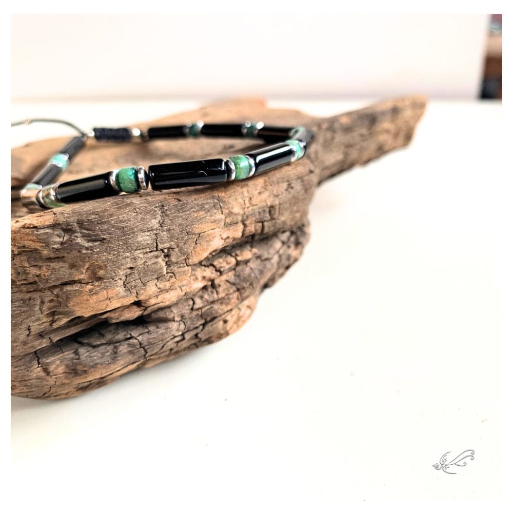 Bracelets Homme en Onyx, Turquoise, Amazonite, Hématite & Argent 925 – Élégance et raffinement Turquoise africaine
