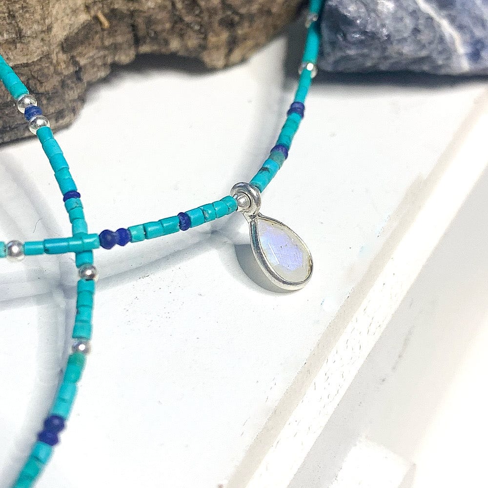 Collier Arizona - Argent 925, Turquoise, Lapis Lazuli et Pierre de Lune