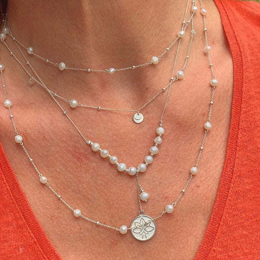 Collier perles d'eau douce Galatée - Chaine perlée argent 925 fait main