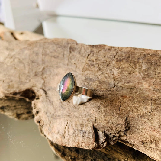 Neptune - Bague en Labradorite Argent 925 - Protection et Élégance