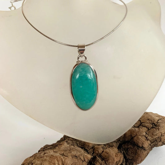 Pendentif en Amazonite et Argent 925 - Élégance Naturelle et Pureté -