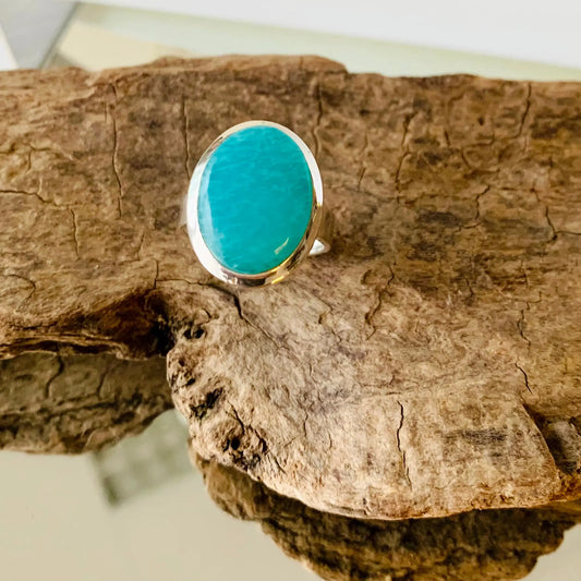 Bague en Amazonite et Argent 925 - Amazonia - Douceur et Bien être