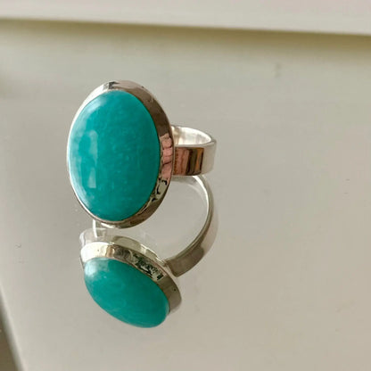 Bague en Amazonite et Argent 925 - Amazonia - Douceur et Bien être