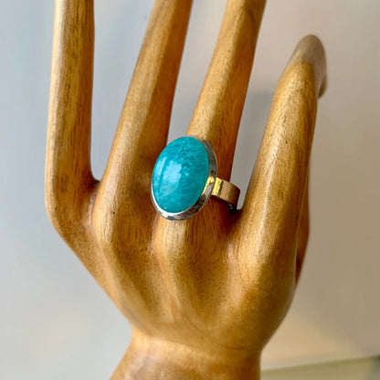 Bague en Amazonite et Argent 925 - Amazonia - Douceur et Bien être