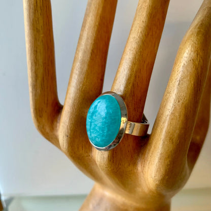 Bague en Amazonite et Argent 925 - Amazonia - Douceur et Bien être