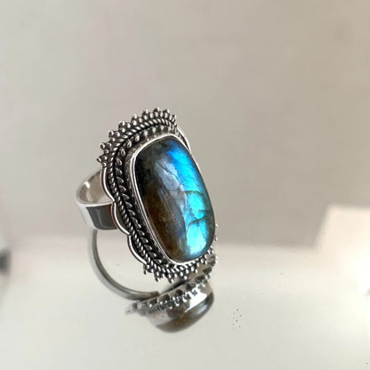 Aurora - Bague en Labradorite Argent 925 - Protection et Élégance Naturelle byartmexbijoux