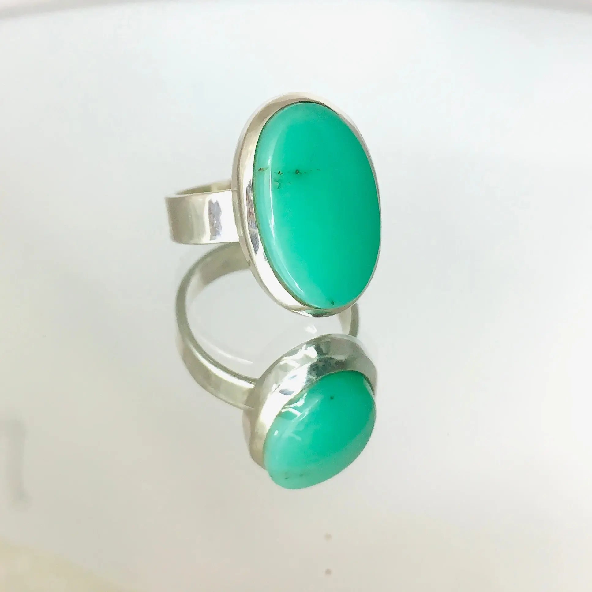 Bague chrysoprase et argent 925 byartmexbijoux