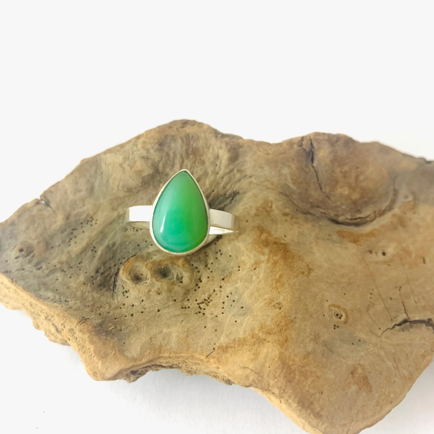 Bague chrysoprase et argent 925 byartmexbijoux