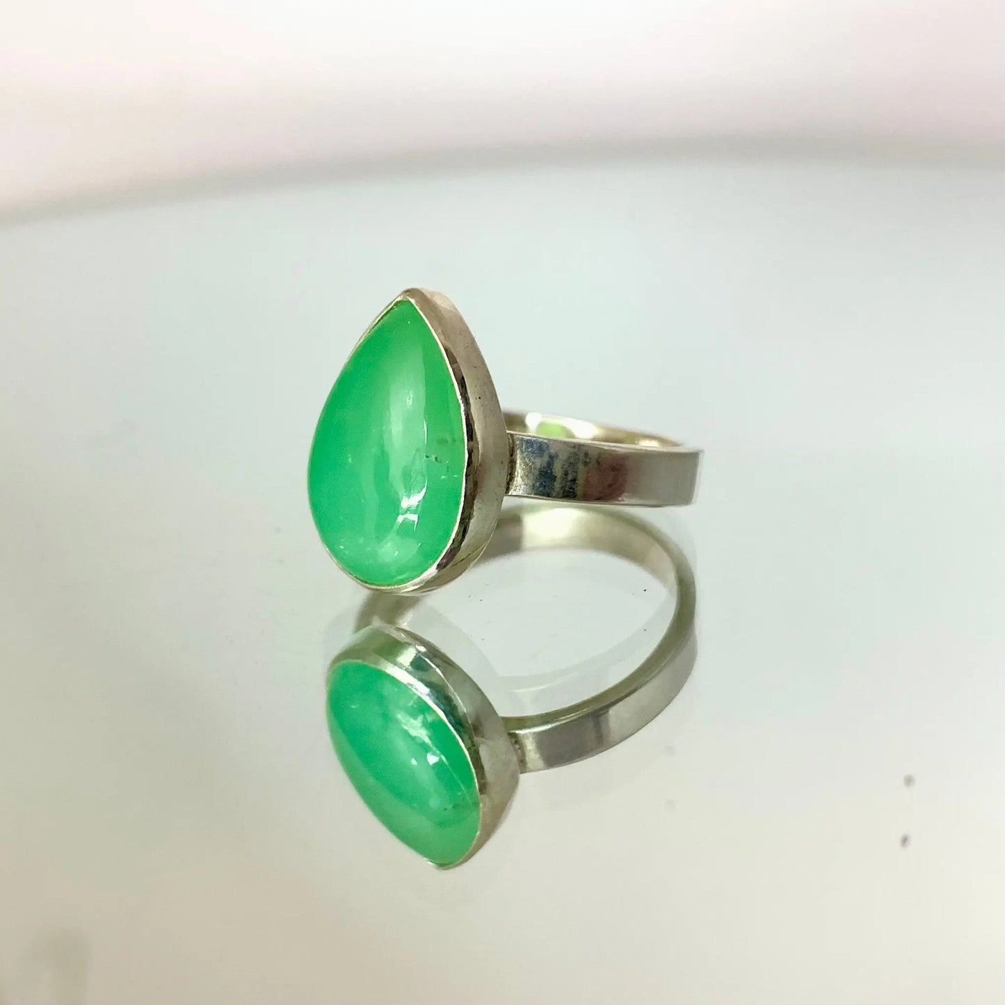 Bague chrysoprase et argent 925 byartmexbijoux