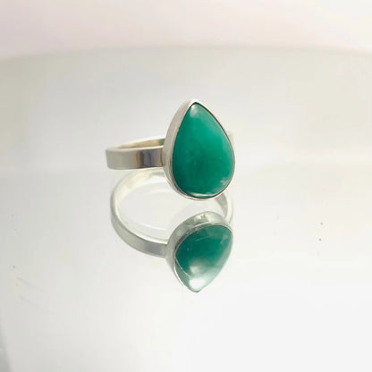 Bague chrysoprase et argent 925 byartmexbijoux