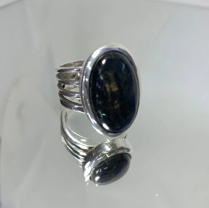 Bague en argent 925 et Labradorit - La Natural Mystic - byartmexbijoux