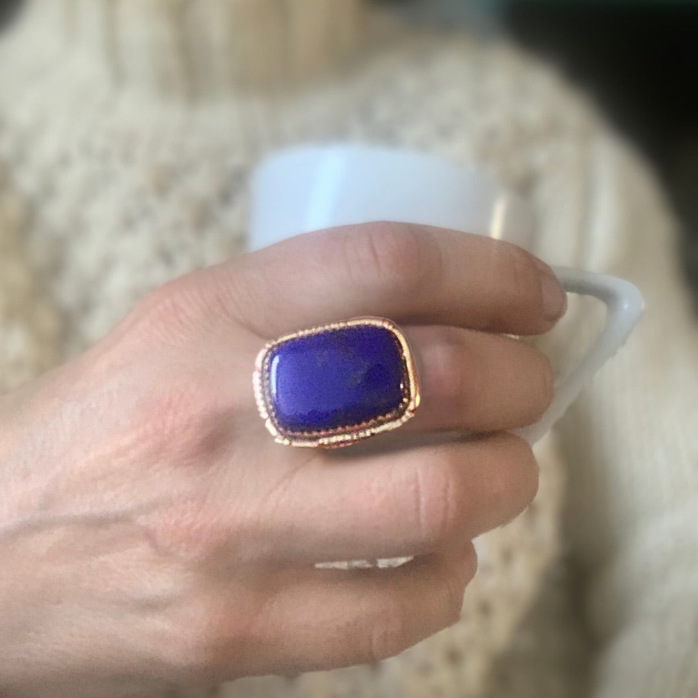 Bague Lapis Lazuli argent 925 portée