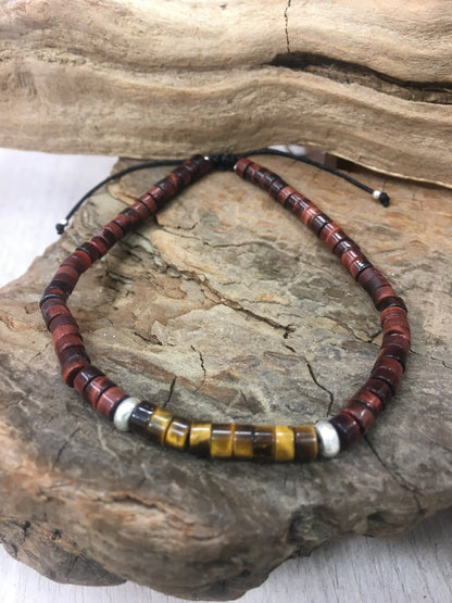 Bracelet homme oeil de tigre et oeil de taureau Byartmexbijoux