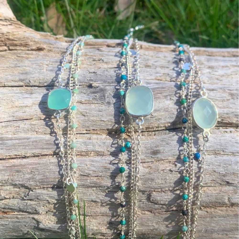 Bracelet en Pierres Naturelles et Argent 925 - Carina - posés sur bois flotté - Harmonie et équilibre - Byartmexbijoux