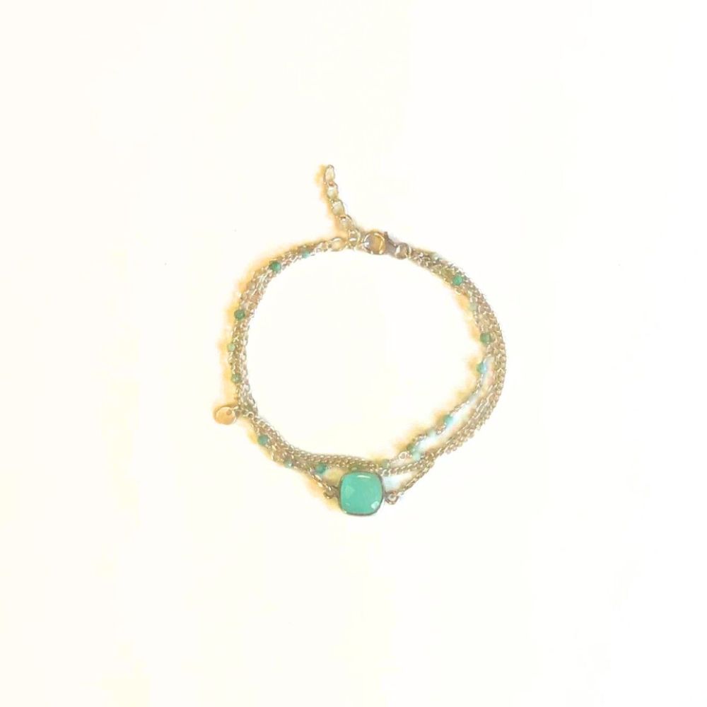 Bracelet en Pierres Naturelles et Argent 925 - Carina - Calcédoine, sur fond blanc - Harmonie et équilibre - Byartmexbijoux