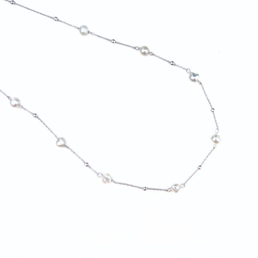 Collier Mariage en Perles d’eau douce blanche et Argent sur fond blanc - Doris - byartmexbijoux