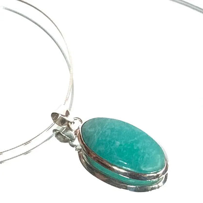 Pendentif en Amazonite et Argent 925 - Élégance Naturelle et Pureté