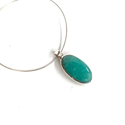 Pendentif en Amazonite et Argent 925 - Élégance Naturelle et Pureté