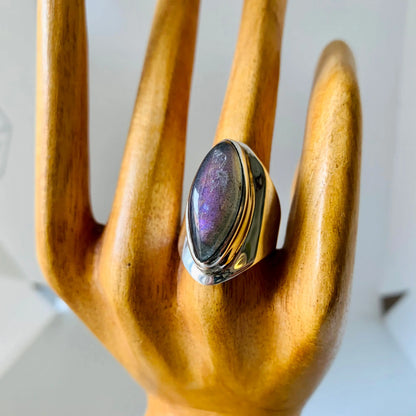 Purple - Bague en Labradorite Violette et Argent 925 - Protection et Élégance Naturelle byartmexbijoux