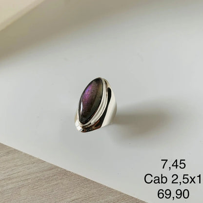 Purple - Bague en Labradorite Violette et Argent 925 - Protection et Élégance Naturelle byartmexbijoux