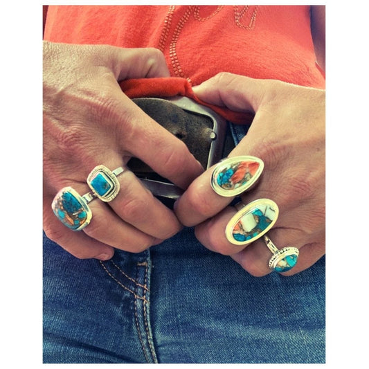 Bague en argent 925 avec pierre Copper Turquoise - Protection -
