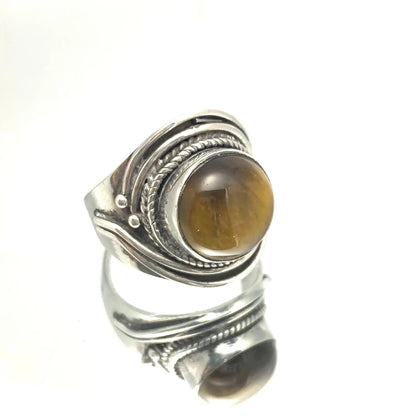 bague en œil de tigre et argent 925 byartmexbijoux