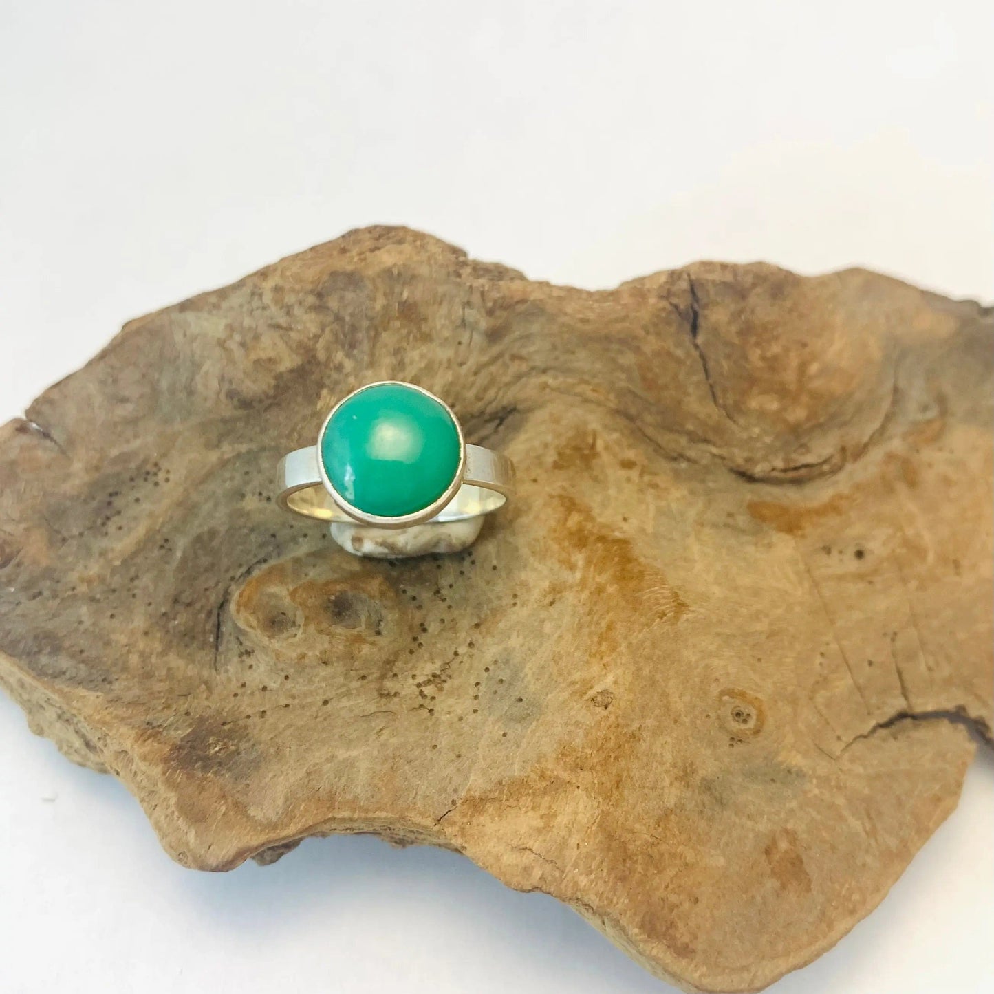 Bague " Equilibre " Chrysophrase et Argent 925 - Byartmexbijoux