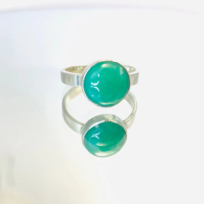 Bague " Equilibre " Chrysophrase et Argent 925 - Byartmexbijoux