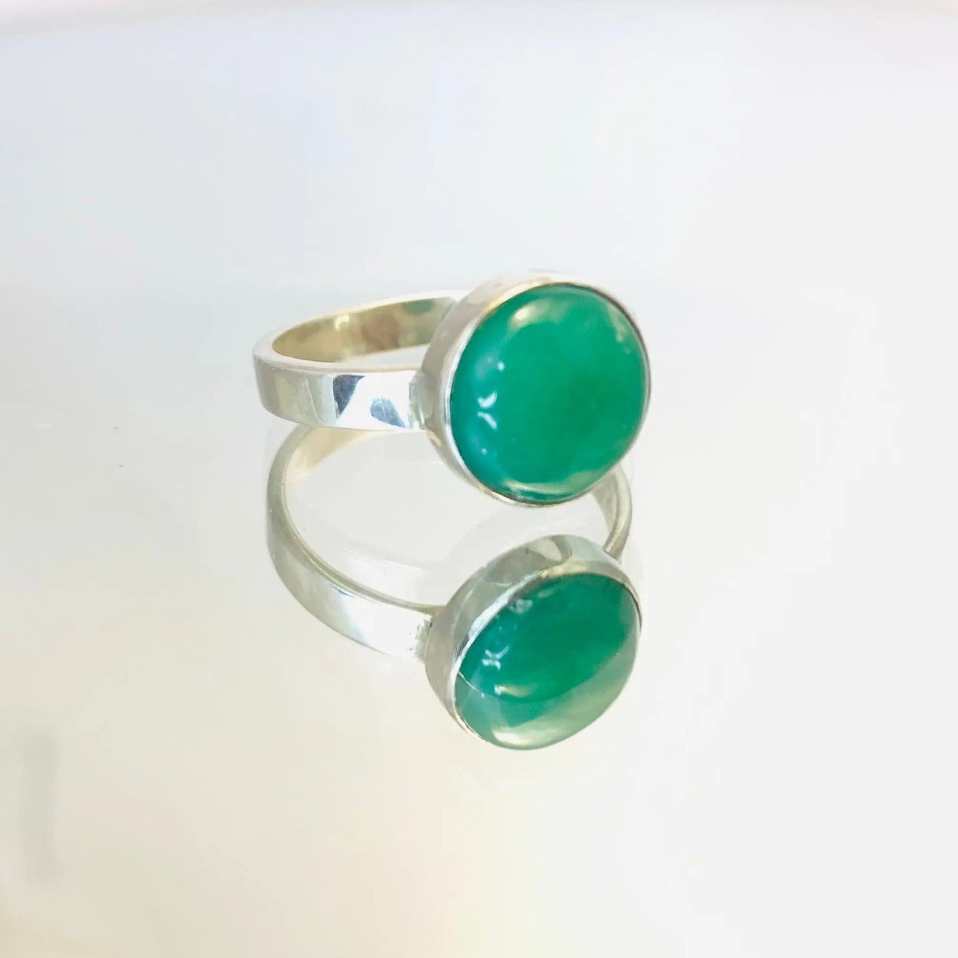 Bague " Equilibre " Chrysophrase et Argent 925 - Byartmexbijoux