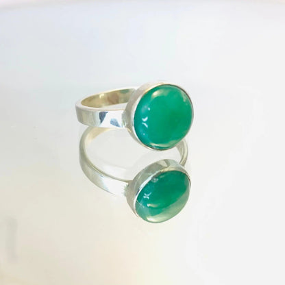 Bague " Equilibre " Chrysophrase et Argent 925 - Byartmexbijoux