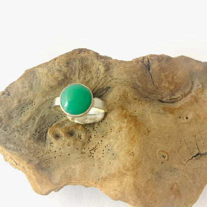 Bague " Equilibre " Chrysophrase et Argent 925 - Byartmexbijoux