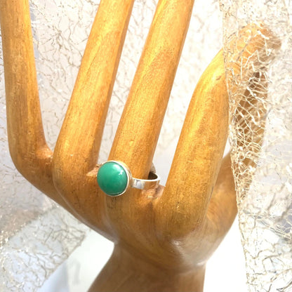 Bague " Equilibre " Chrysophrase et Argent 925 - Byartmexbijoux