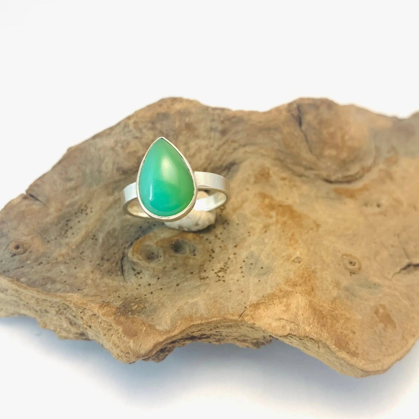 Bague " Harmonie " Chrysoprase et Argent 925 - Byartmexbijoux