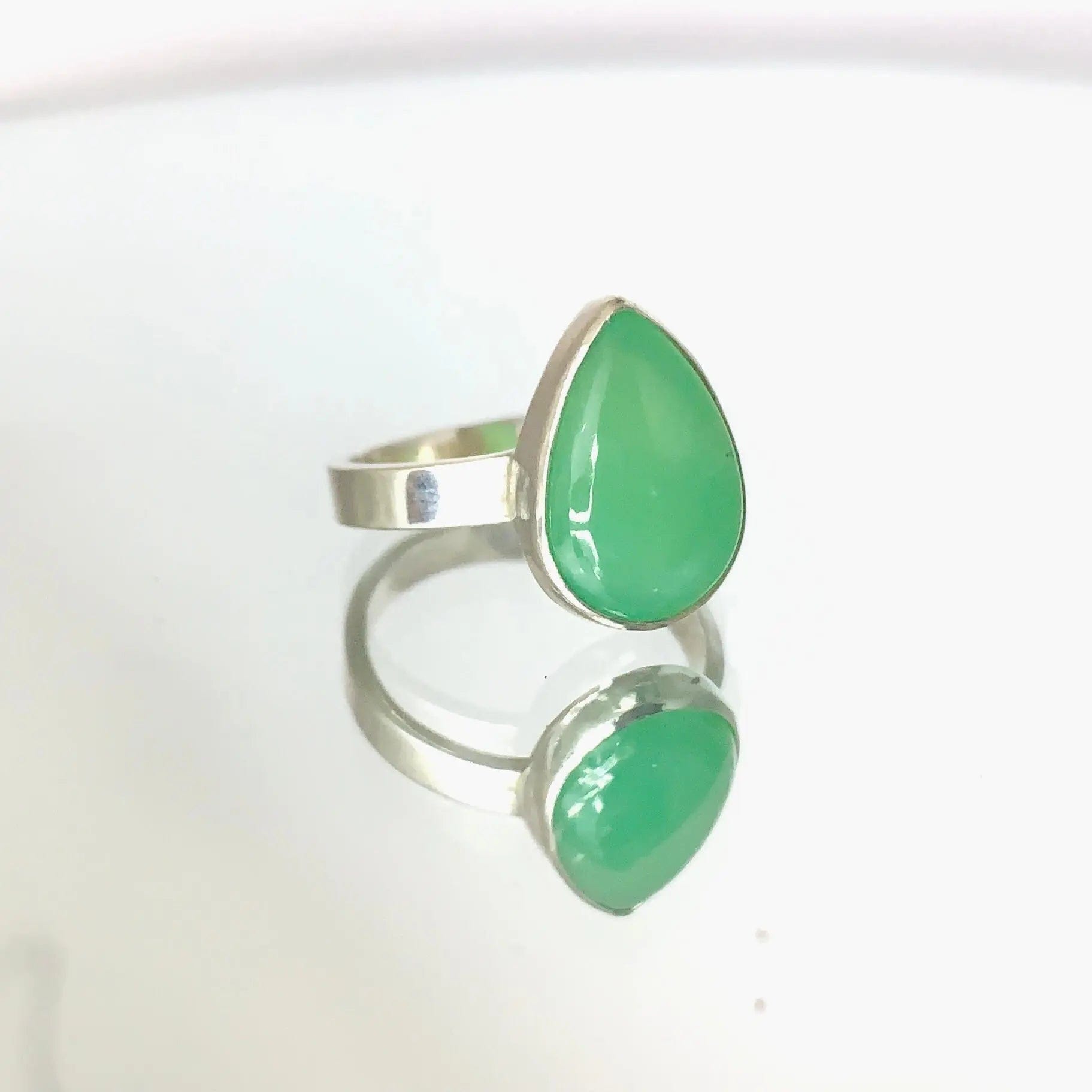 Bague " Harmonie " Chrysoprase et Argent 925 - Byartmexbijoux 52